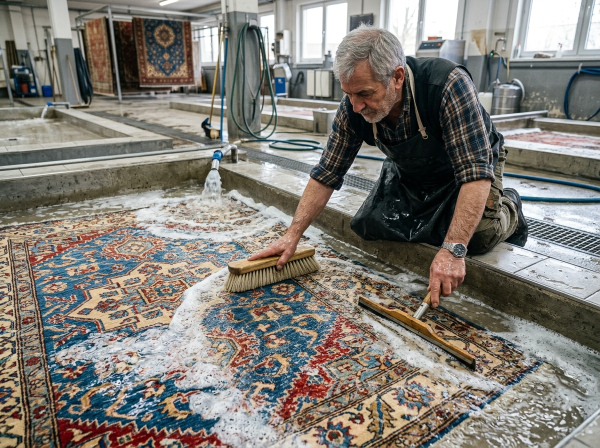 Wool & Silk Rug Hand Washing